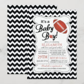 Invitation C'est un Baby shower de football pour bébé garçon (Devant / Derrière)