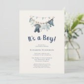 Invitation C'est un Baby shower de garde-robe bleu garçon (Debout devant)
