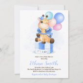 Invitation C'est un Baby shower de girafe d'aquarelle pour ga (Devant)