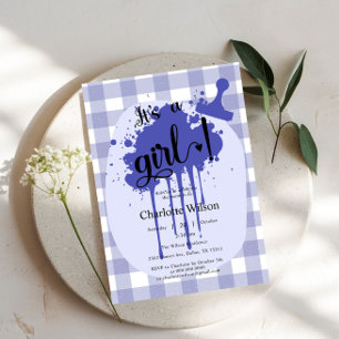 Invitation C'est un Baby shower de Girl Cute Pastel Navy En v