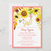 Invitation C'est un Baby shower de jardin de tournesol fleuri (Devant)
