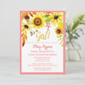 Invitation C'est un Baby shower de jardin de tournesol fleuri (Debout devant)