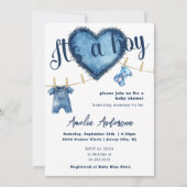 Invitation C'est un Baby shower de Jeans Bleu Garçon (Devant)
