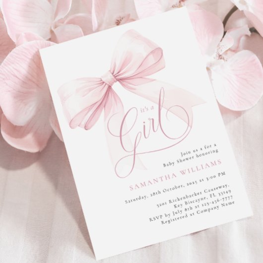 Invitation C'est un Baby shower de la croupe rose fille