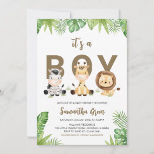 Invitation C'est un Baby shower de la jungle de Safari Garçon