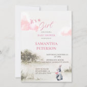 Invitation C'est un Baby shower de lapin de bois d'aquarelle (Devant)