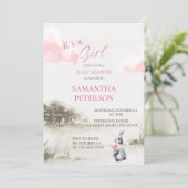 Invitation C'est un Baby shower de lapin de bois d'aquarelle (Debout devant)