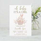 Invitation C'est un Baby shower de lapin de fille Boho (Debout devant)