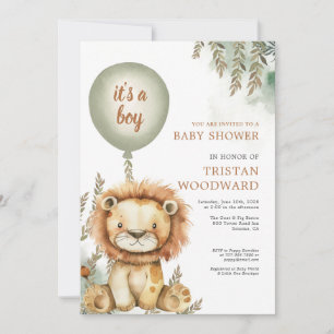 Invitation C'est un Baby shower de Lion à Balloon Garçon
