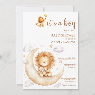 Invitation C'est un Baby shower de lion garçon
