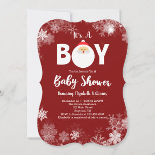 Invitation C'est un Baby shower de Noël à Père Noël Rouge Gar
