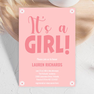 Invitation C'est un Baby shower de petites fleurs roses migno