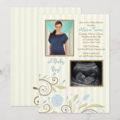 Invitation C'est un Baby shower de photos de garçon (Devant / Derrière)