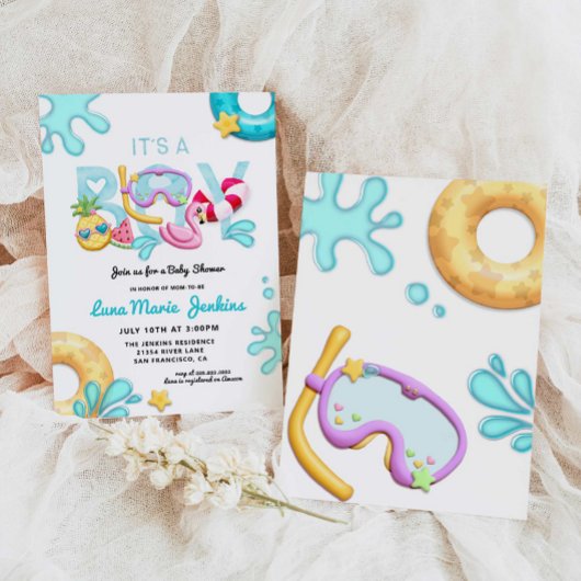 Invitation C'est un Baby shower de piscine tropicale d'été po