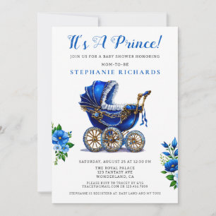 Invitation C'est un Baby shower de poussette Prince Blue Invi