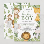 Invitation C'est un Baby shower de Safari Garçon (Devant / Derrière)
