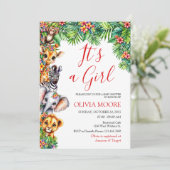 Invitation C'est un Baby shower de Safari pour filles (Debout devant)