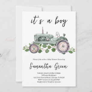 Invitation C'est un Baby shower de tracteur pour garçons