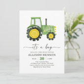 Invitation C'est un Baby shower de tracteur pour garçons (Debout devant)