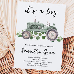 Invitation C'est un Baby shower de tracteur pour garçons