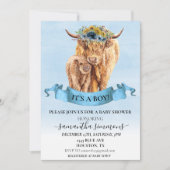 Invitation C'est un Baby shower de vache de Boy Blue Highland (Devant)