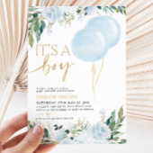 Invitation C'est un Baby shower de verdure bleu garçon
