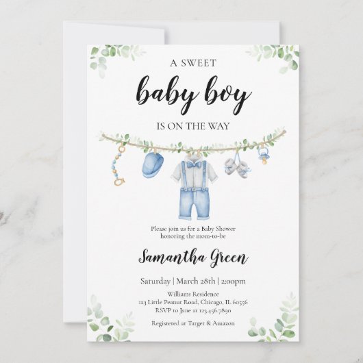Invitation C'est un Baby shower de vêtements pour bébé (Devant)