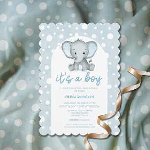Invitation C'est un Baby shower d'éléphant bleu mignon