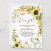 Invitation C'est un Baby shower d'éléphant de tournesol à cou (Devant)