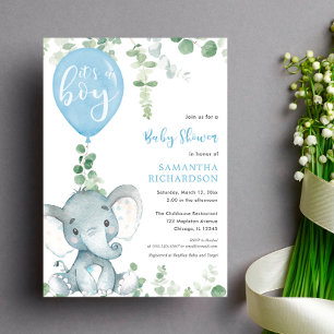 Invitation C'est un baby shower d'éléphant mignon en ballon b