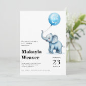 Invitation C'est un baby shower d'éléphant mignon en ballon b (Debout devant)