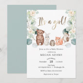 Invitation C'est un Baby shower d'Eucalyptus animal de la for (Devant / Derrière)