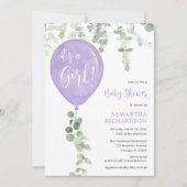 Invitation C'est un baby shower d'eucalyptus aux ballons viol (Devant)
