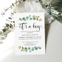 C'est un Baby shower d'Eucalyptus Garçon