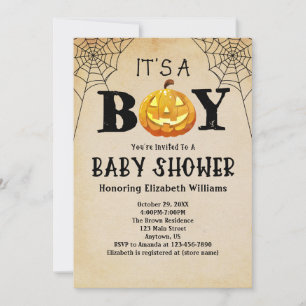 Invitation C'est un Baby shower d'Halloween Jackolantern