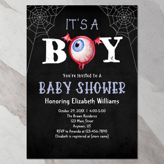 Invitation C'est un Baby shower d'Halloween Monster Garçon