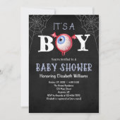 Invitation C'est un Baby shower d'Halloween Monster Garçon (Devant)