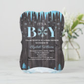Invitation C'est un Baby shower d'hiver de Snowflake Bois (Debout devant)