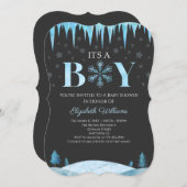 Invitation C'est un Baby shower d'hiver Snowflake (Devant / Derrière)