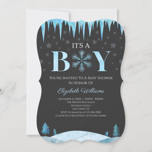 Invitation C'est un Baby shower d'hiver Snowflake (Devant)