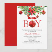 Invitation C'est un Baby shower d'ornements de Noël (Devant / Derrière)