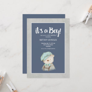 Invitation C'est un Baby shower d'ours en peluche Vintage ble