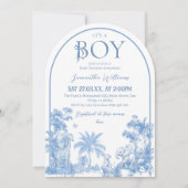 Invitation C'est un Baby shower Elegant Blue Toile Garçon Saf (Devant)