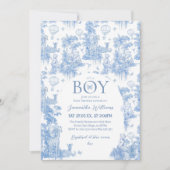 Invitation C'est un Baby shower Elegant Blue Toile Garçon Saf (Devant)