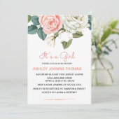 Invitation C'Est Un Baby shower Élégant De Fleurs De Corail (Debout devant)