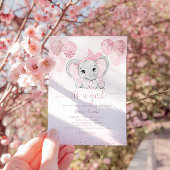 Invitation C'est un Baby shower Eléphant et Balloon mignon po