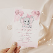 Invitation C'est un Baby shower Eléphant et Balloon mignon po
