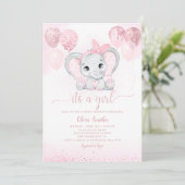 Invitation C'est un Baby shower Eléphant et Balloon mignon po (Debout devant)