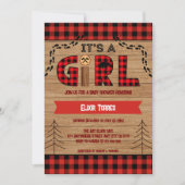 Invitation C'est un Baby shower en bois rustique pour filles (Devant)