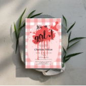 Invitation C'est un Baby shower En vichy rouge Girl Cute Past